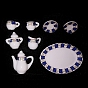 Mini Ceramic Tea Sets, including Cup, Teapot, Saucer, Sugar Bowl, Cream Pitcher, Miniature Ornaments, Micro Landscape Garden Dollhouse Accessories, Pretending Prop Decorations