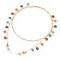 Eyeglasses Chains, Neck Strap for Eyeglasses, with Brass Enamel Bar Link Chains, 304 Stainless Steel Lobster Claw Clasps and Rubber Loop Ends, Donut, Colorful
