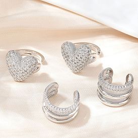 Латунные серьги-манжеты из прозрачного кубического циркония, платина