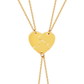 3 piezas 3 estilos collares de rompecabezas de amor de acero inoxidable
