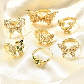 Кольца на палец из латуни с микро-паве и кубическим цирконием для женщин, долговечный, бантом