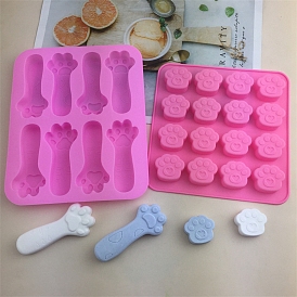 Paw Print DIY Food Grade Silicone Display Molds, Resin Casting Molds, Clay Craft Mold Tools