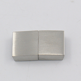 Matte 304 Stainless Steel Magnetic Clasps with Glue-in Ends, Rectangle, 22x12x5mm, Hole: 3x10mm