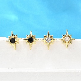 Серьги-гвоздики из латуни с микропаве из кубического циркония, без свинца и без кадмия, стойки покрытие, долговечный, реальный 18 k позолоченный