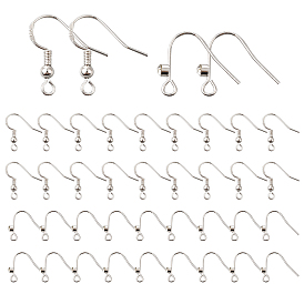 PandaHall Elite 40Pcs 2 Style Brass Earring Hooks, with Rhinestone Tray, Earring Making Accessories