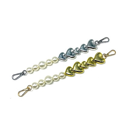 Круглая цепочка для сумки из пластика и металла с бисером в форме сердца, для аксессуаров для замены сумок