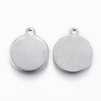 201 Stainless Steel Charms, Flat Round, Stamping Blank Tag