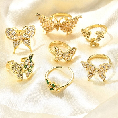 Кольца на палец из латуни с микро-паве и кубическим цирконием для женщин, долговечный, бантом