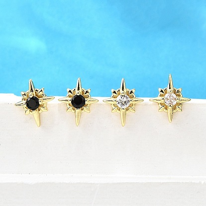 Серьги-гвоздики из латуни с микропаве из кубического циркония, без свинца и без кадмия, стойки покрытие, долговечный, реальный 18 k позолоченный