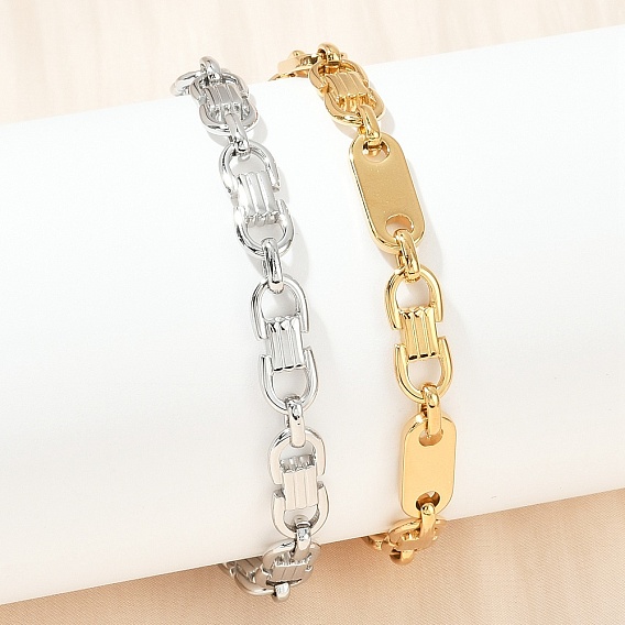 304 браслеты-цепочки из нержавеющей стали для женщин и мужчин, вакуумное покрытие pvd, овальные