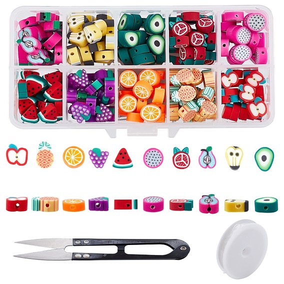 200Pcs 10 Style Handmade Polymer Clay Beads
