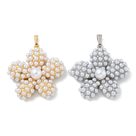 Стойки обшивки латунные подвески, с пластмассовой жемчужиной abs, долговечный, без свинца и без кадмия, цветок