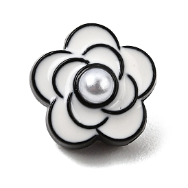 Alloy Enamel Beads, with Plastic Imitation Pearl,  Flower