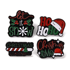 Christmas Theme Word Enamel Pins, Alloy Brooches for Backpack Clothes