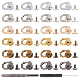 24 наборы сплава D-образная головка с завинчивающейся кнопкой, с винтом, с 1 ПК кожаный дырокол кожевенное ремесло, 1Шлицевая отвертка из поликарбоната, для поделки из кожи