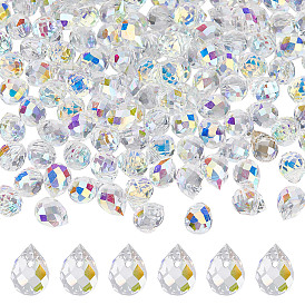 120 шт. Гальванические стеклянные бусины, граненые, AB цвет, слеза