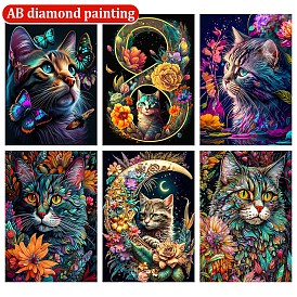  Ab цвет цветок кот поделки набор для алмазной живописи, включая сумку со стразами из смолы, алмазная липкая ручка, поднос тарелка и клей глина
