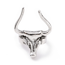 Cattle Head Wide Band Rings for Men, Punk Alloy Cuff Rings