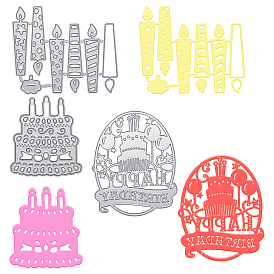 Birthday Candle & Cake Frame Metal Cutting Dies Stencils, for DIY Scrapbooking/Photo Album, Decorative Embossing DIY Paper Card