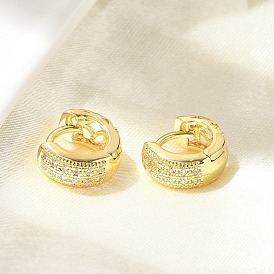 Латунные серьги-кольца из прозрачного кубического циркония, без свинца и без кадмия, долговечный