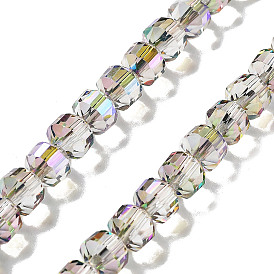 Electroplate Rondelle Glass Beads Strands, Full Rainbow Plated, Faceted