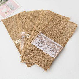 Burlap Cutlery Bags, for Vintage Wedding, Party Dinner, Thanksgiving Banquet, Tableware Decorations, Rectangle