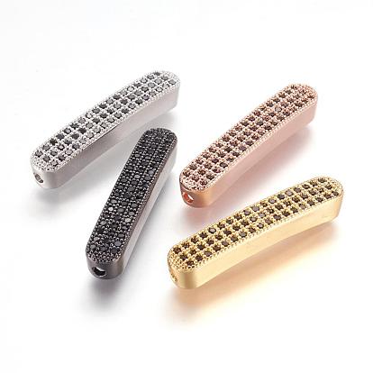 Brass Micro Pave Cubic Zirconia Beads, Rectangle
