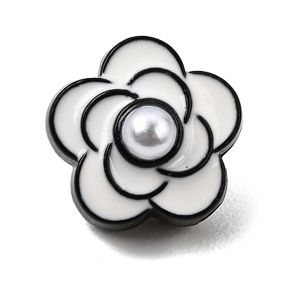Alloy Enamel Beads, with Plastic Imitation Pearl,  Flower