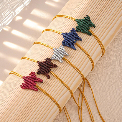 Плетеные браслеты из вощеного шнура для женщин, звезда