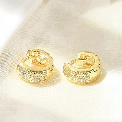 Латунные серьги-кольца из прозрачного кубического циркония, без свинца и без кадмия, долговечный