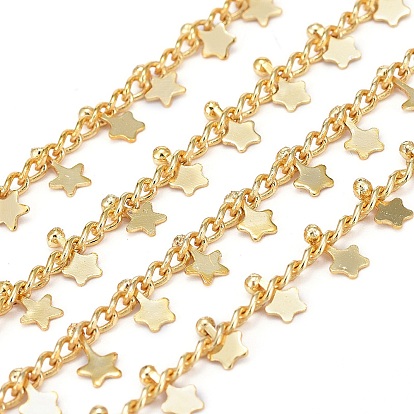 Латунные цепочки ручной работы, со звездными чарами и шпулей, пайки, долговечный