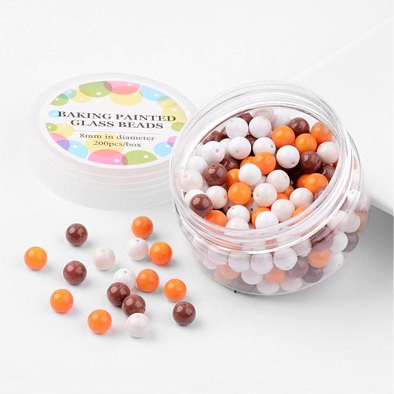 Стеклянные бусины, карамель микс, экологически чистый, выпечка окрашены, круглые