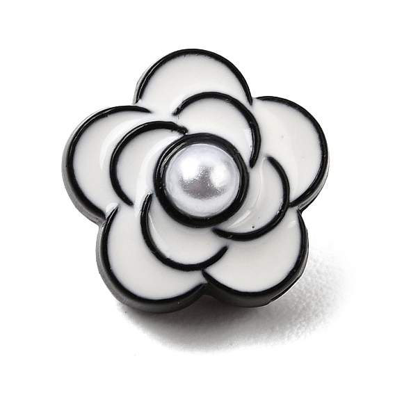 Legierung Emaille-Perlen, mit Kunststoffimitatperle, Blume