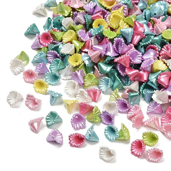 Непрозрачные акриловые бусины с имитацией жемчуга, труба цветок