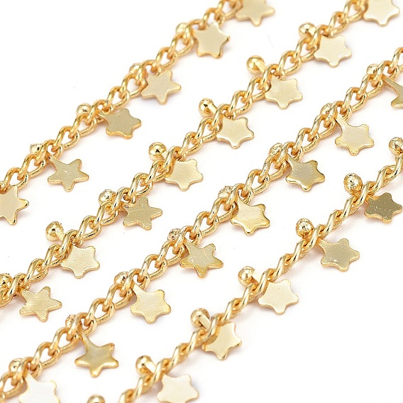 Латунные цепочки ручной работы, со звездными чарами и шпулей, пайки, долговечный