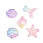 Gradient Color Marine Organism Theme Transparent Resin & Sequin Cabochons, Mixed Shapes