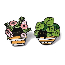 Кот прячется в эмалевых булавках для бонсай, булавки для лацканов из сплава для одежды рюкзака, чёрные