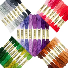 8 Skeins 8 Colors 6-Ply Polyester Embroidery Floss, Cross Stitch Threads, Tassel Embroidery, Gradient Color