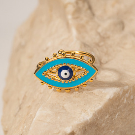 Blue Devil Eye Ring for Women - 18K Gold Plated Stainless Steel, Fashionable and Non-Fading