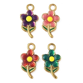 304 нержавеющей стальной эмали подвески, цветочный шарм, золотые