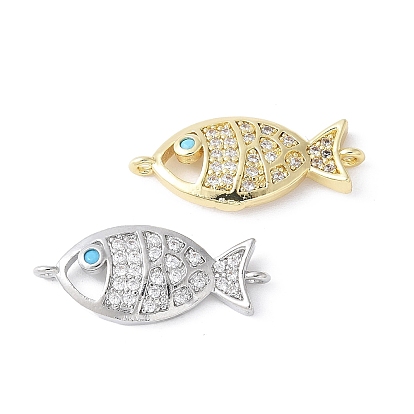 Латунные микропаве прозрачные кубические цирконии подвески-фигурки для рыбок, стойки покрытие, долговечный, без свинца и без кадмия