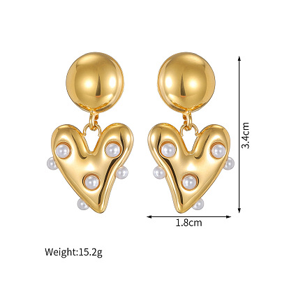 День святого Валентина 304 серьги-гвоздики из нержавеющей стали с подвесками, с пластиковой жемчужины, сердце