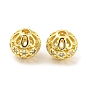 Brass Micro Pave Cubic Zirconia Beads, Long-Lasting Plated, Lead Free & Cadmium Free, Hollow Round