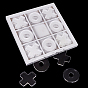 1Pc 9 Grid Wooden Chess Board Game Box, Square, 12Pcs 2 Styles Transparent Acrylic Tic Tac Toe Chess Pieces