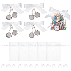 Плоский круглый сплав в тибетском стиле, украшение для фото подвески, с атласной лентой и кабошонами из жемчуга и прозрачного стекла, для оформления свадебного букета