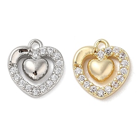 Brass with Cubic Zirconia Charms, Heart