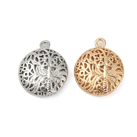 Латунные подвески, без кадмия, без никеля и без свинца, плоские круглые с деревом