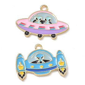 Alloy Enamel Pendants, Spacecraft Charms, Golden