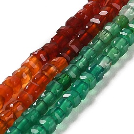 Natural Agate Beads Strands, Faceted, Square, Grade AA