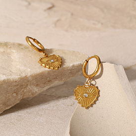 18K Gold Stainless Steel Devil Eye Heart Pendant Earrings Retro Chic Jewelry for Women